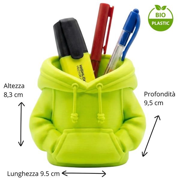 Porta Penne Felpa Design | Bio-Plastica PLA da Mais | VERDE PASTELLO OPACO