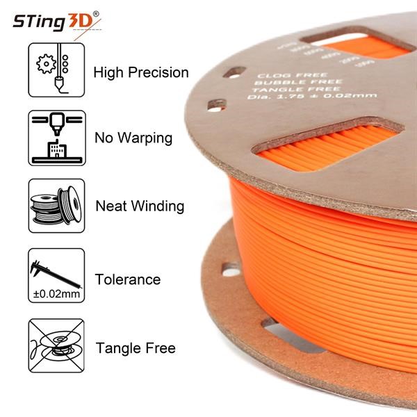 Sting3D Filamento in PLA colore Marrone-Brown 1kg/1,75mm