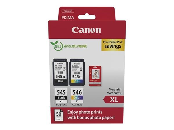 CANON INKJET MULTIPACK PG-545+CL-546XL+CARTA FOTO ORIGINALE