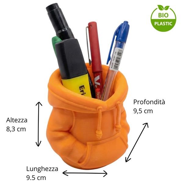 Porta Penne Felpa Design | Bio-Plastica PLA da Mais | Arancione Pastello Opaco