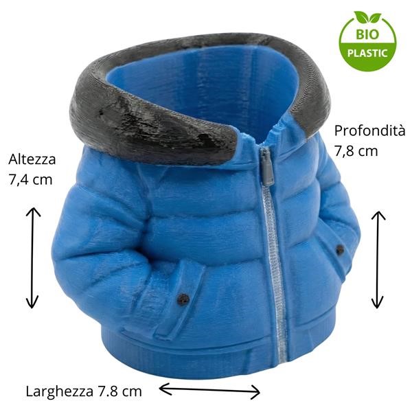 Porta Penne Piumino Design | Bio-Plastica PLA da Mais | Blu e Nero Lucido