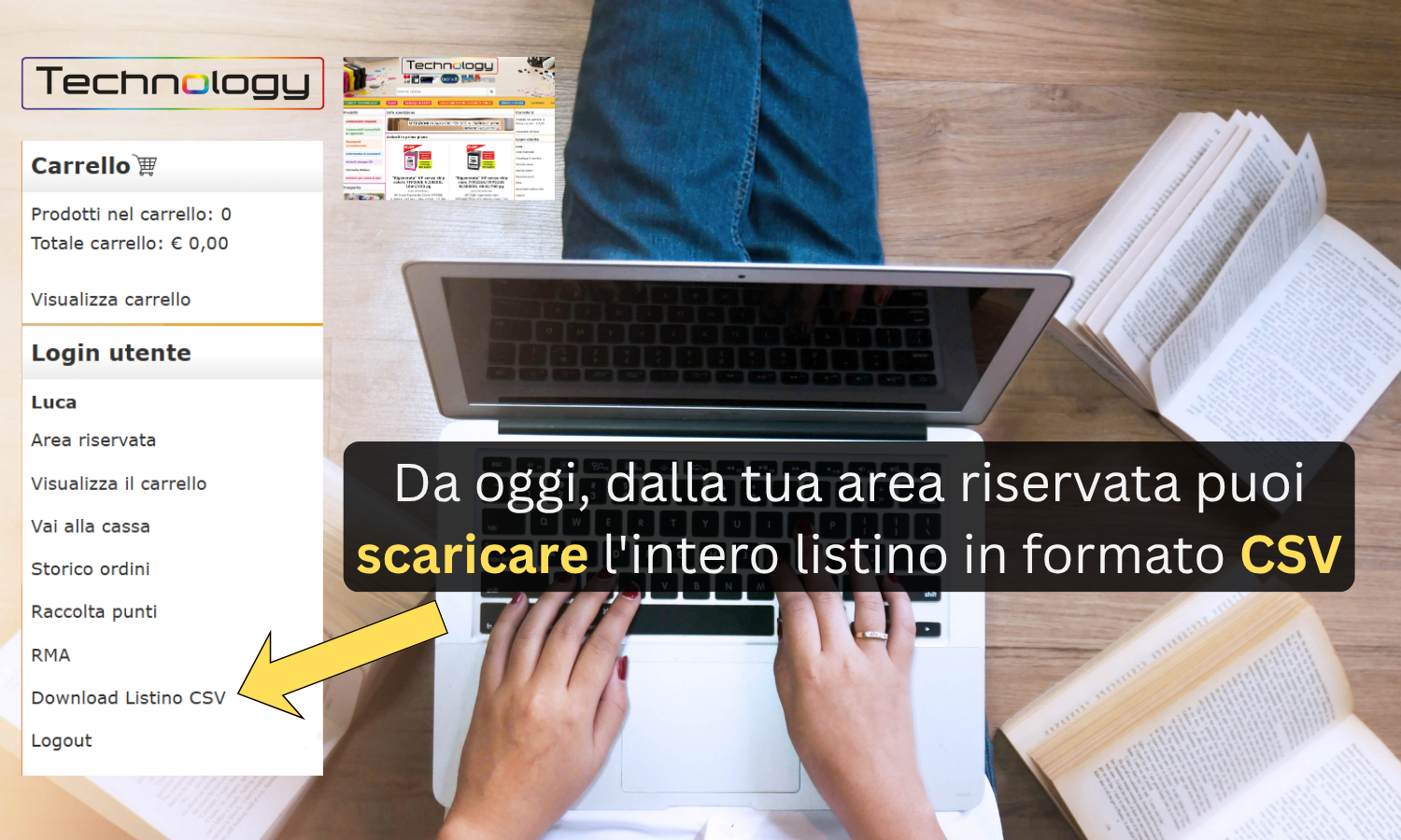 Il listino completo, in un file CSV da scaricare